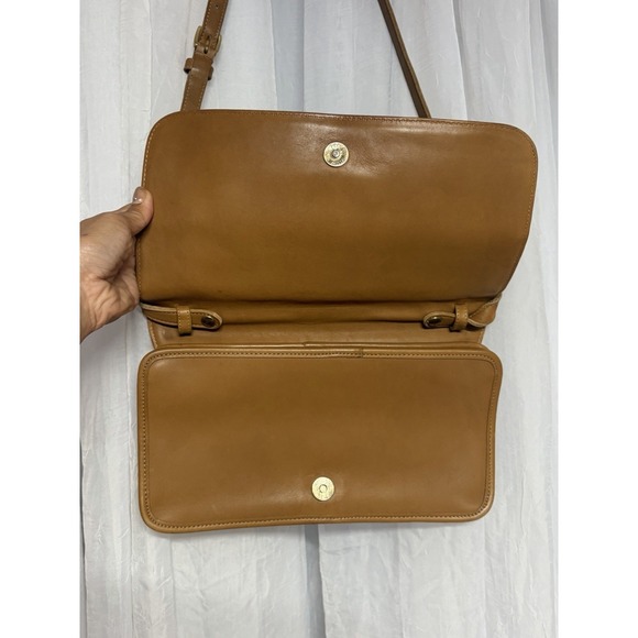Coach tribeca Leather Shoulder Bag Brown Vintage Flap Crossbody Purse 9091 USA - Picture 4 of 16